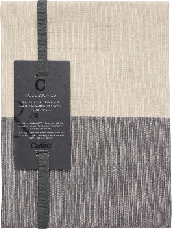 Cawö Home Geschirrtuch Cuisine Duo basalt/leinen