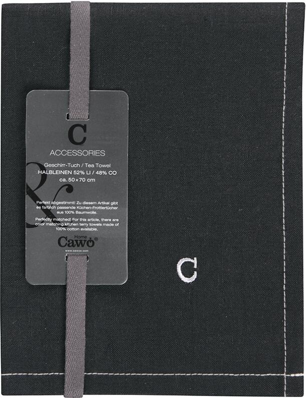 Cawö Home Geschirrtuch Cuisine Zoom schwarz Uni mit C-Logo