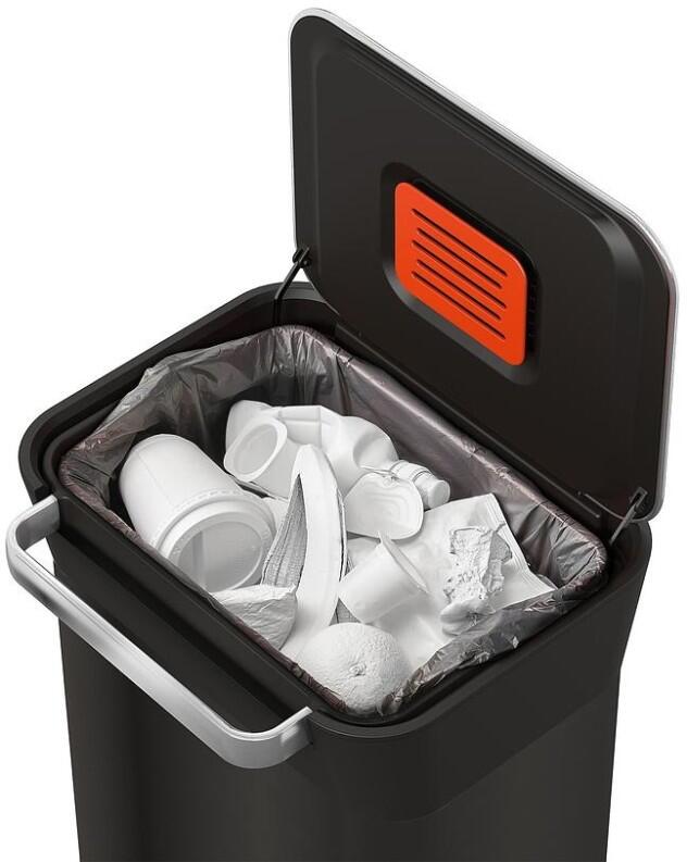 Joseph Joseph Titan Abfallsammler Pressfunktion Carbon Schwarz Mülleimer offen