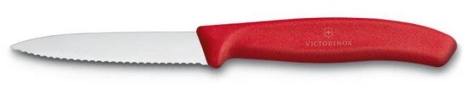 Victorinox Swiss Classic Gemüsemesser mit Wellenschliff, Mittelspitz, 8 cm, rot