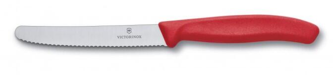 Victorinox Swiss Classic Tomaten- und Wurstmesser mit Wellenschliff, 11 cm, rot