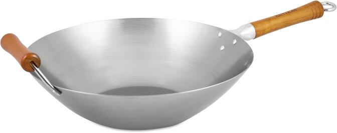 Ken Hom Wok aus Karbonstahl mit Buchenholz-Griff, 36 cm