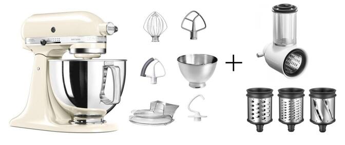 KitchenAid Küchenmaschine ARTISAN 175PS in creme mit Gemüseschneider