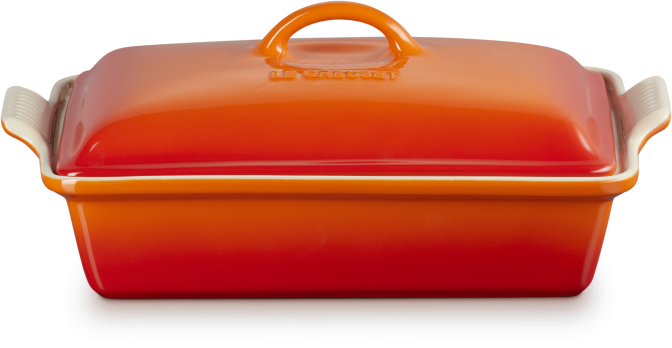 Le Creuset Auflaufform Tradition mit Deckel, rechteckig in ofenrot