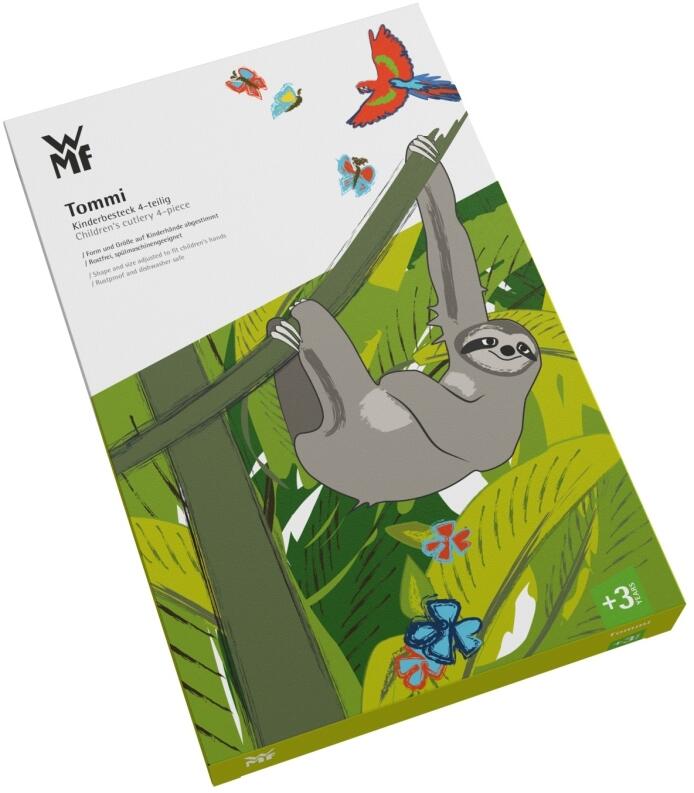 WMF Faultier Kinderbesteck Set 4-teilig Tommi Geschenkbox