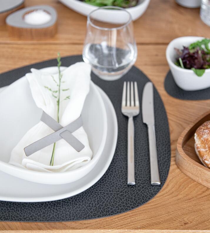 Lind DNA Tischset Curve L Hippo Black-Anthracite 4er-Set