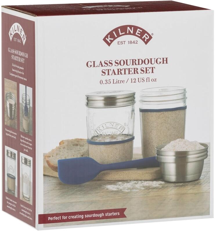 Kilner Sauerteig Starter-Set Glasbehälter mit Spatel und Messbecher