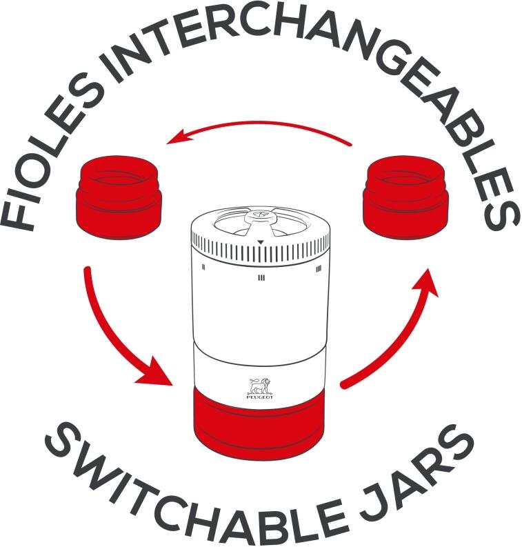 Peugeot Pfefferbar Maestro u′Select Geschenkset, austauschbare Gläser