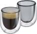 cilio Espresso-Glas VERONA grau doppelwandig mit Espresso gefüllt