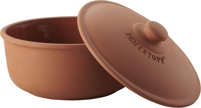 Römertopf runder Brot-Back-Topf aus Ton mit Deckel