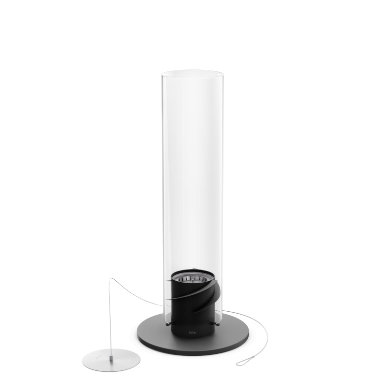 höfats SPIN 1200 Tischfeuer schwarz mit Glaszylinder und Löschdeckel