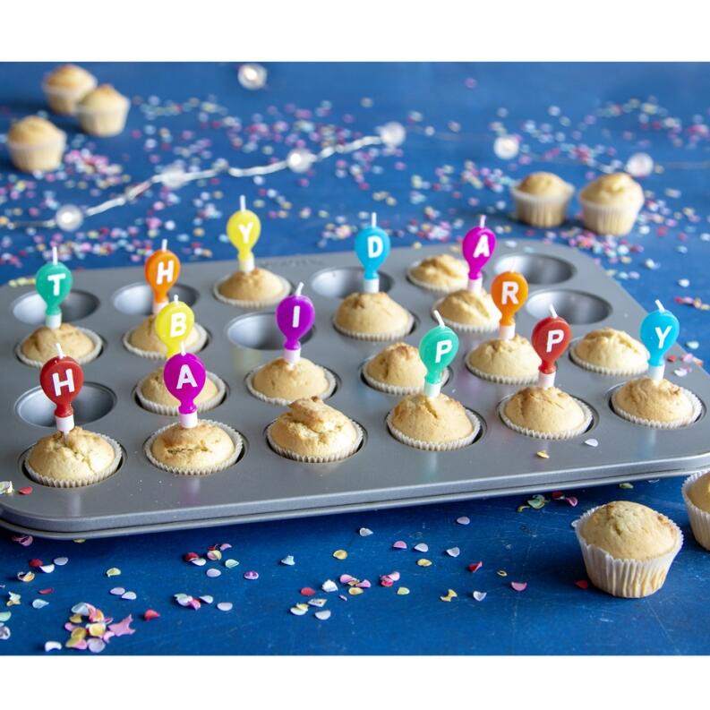 Städter Tortendeko Happy Birthday 2 x 5 cm Bunt mit Halter Set, 13-teilig