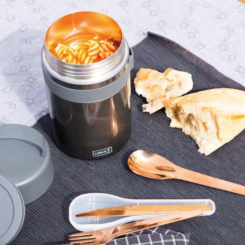 Lurch Iso-Pot 2.0 grau-metallic Thermobehälter mit Pasta und Brot