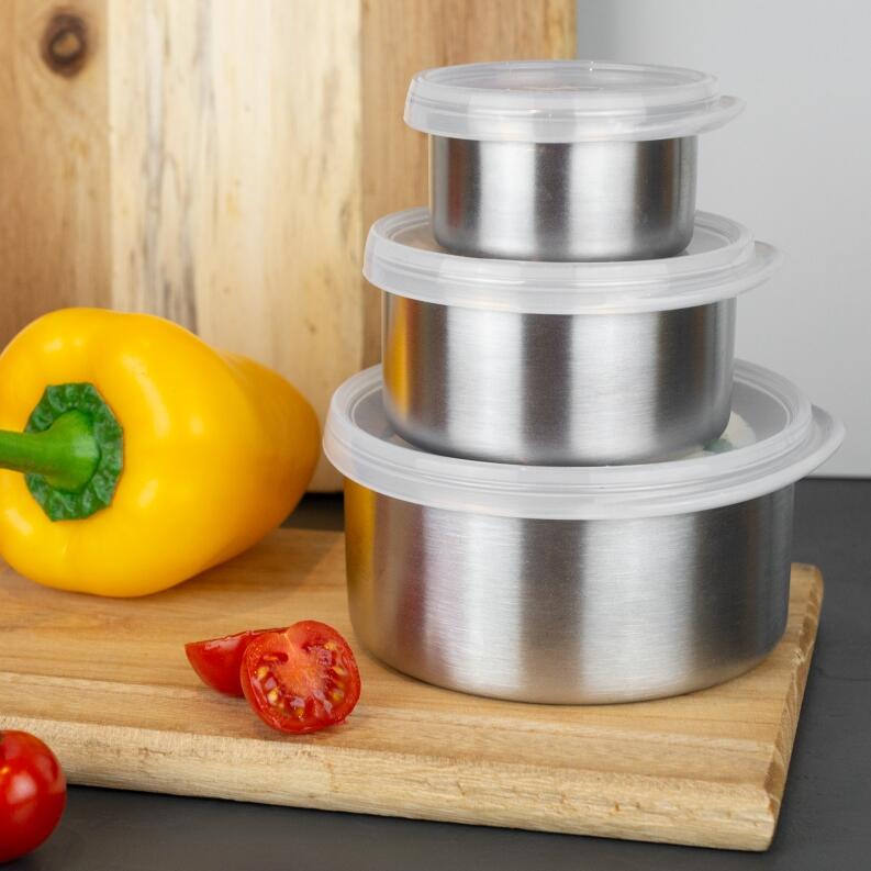 Lurch Mini-Dosen EDS 3er Set mit Silikondeckel Edelstahl