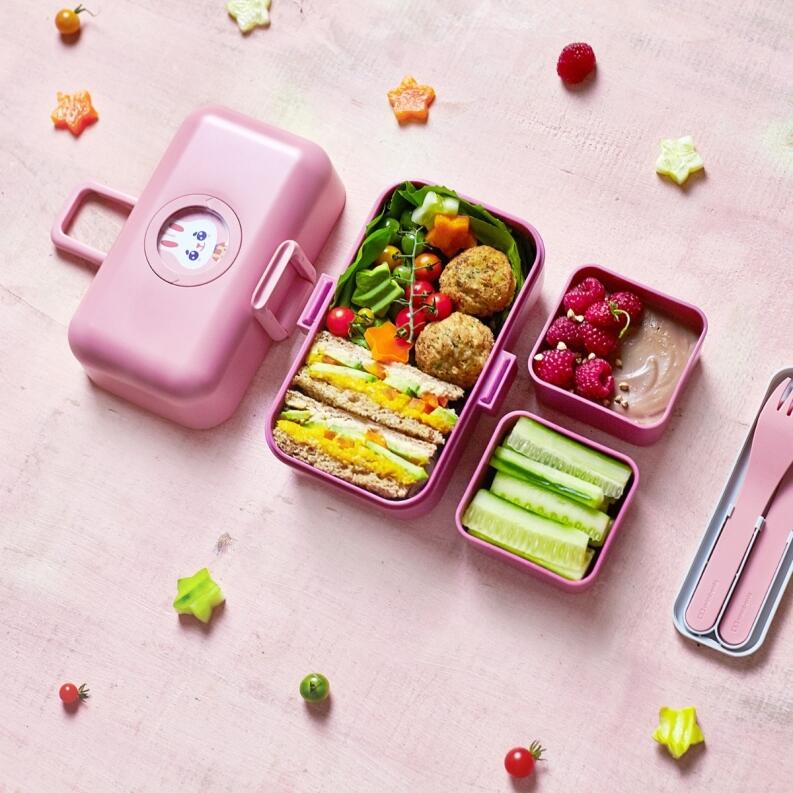 Monbento MB Tresor Bento-Box rosa Blush mit Snacks und Beilagen