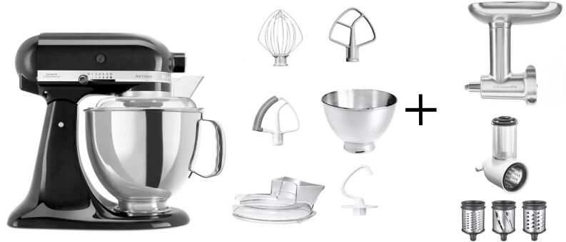 KitchenAid Küchenmaschine ARTISAN 175PS onyx schwarz Kochprofi-Set