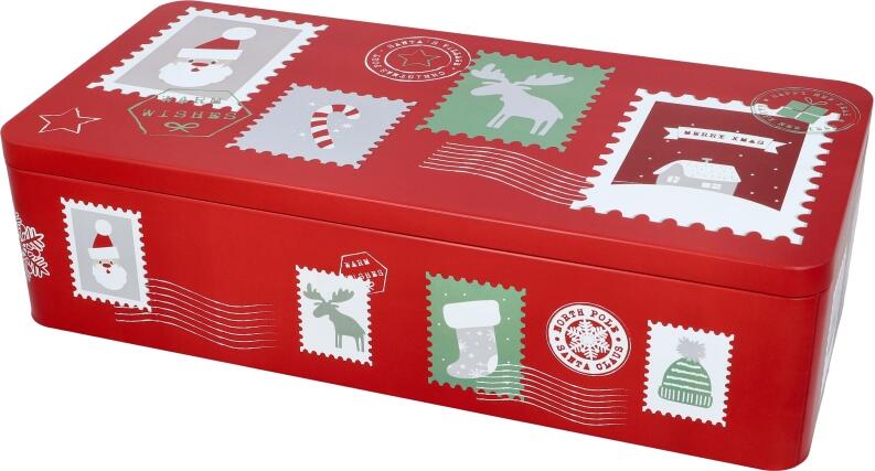 Birkmann Gebäckdose XXL Dear Santa eckig rot Weihnachtsmotiv