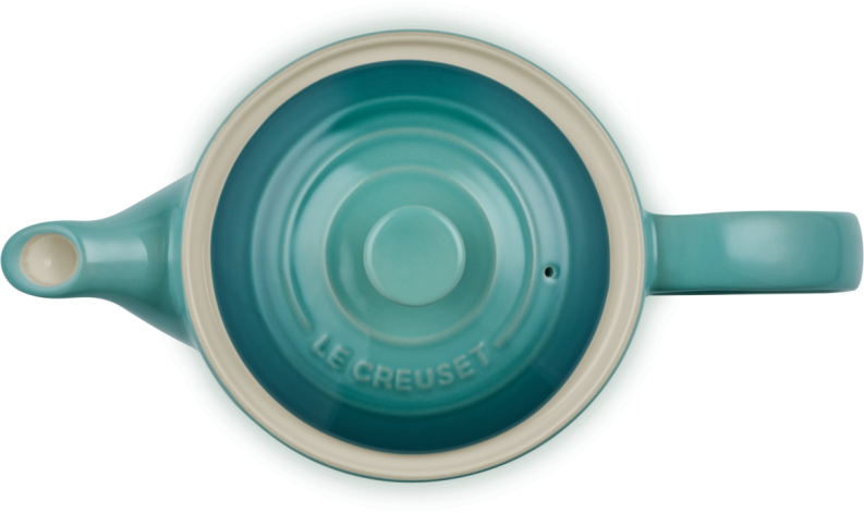 Le Creuset hohe Kanne bleu riviera Draufsicht mit Deckel