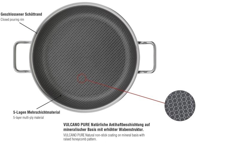 Spring Servierpfanne XL Vulcano Cut Resist Pure 5-Lagen Mehrschichtmaterial