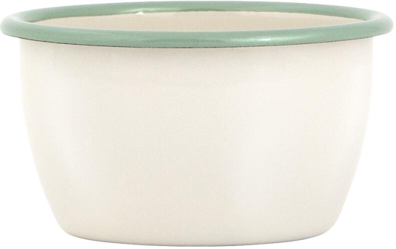 Kockums Emaille Schüssel Cream Lux, cremeweiß mit grünem Rand