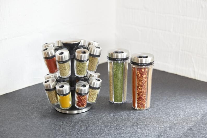 Cole & Mason Saunderton Gewürzstreuer Acryl Edelstahl Set mit Gewürzen