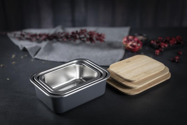 Kuhn Rikon Edelstahlbehälter 0,8L mit Holzdeckel Vorratsdose