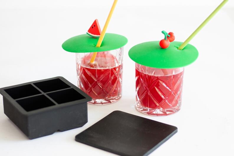 Städter Glasabdeckung mit Figur 4tlg Set für Cocktails und Eiswürfel