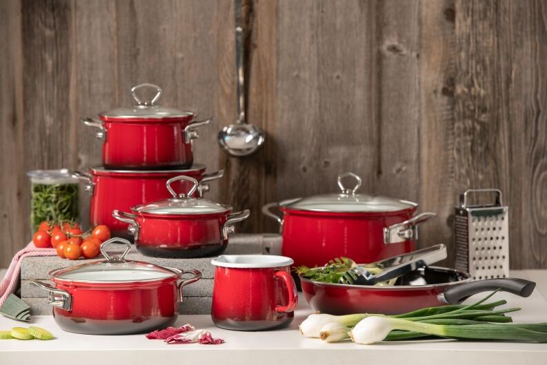 Riess Geschirr-Set aus Emaille, 3-tlg. in brombeer