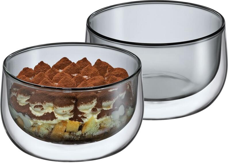 cilio Dessertschale VERONA grau doppelwandig Glas 2er Set