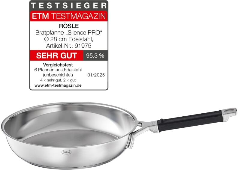 Rösle Bratpfanne Silence PRO 28 cm Edelstahl Testsieger sehr gut