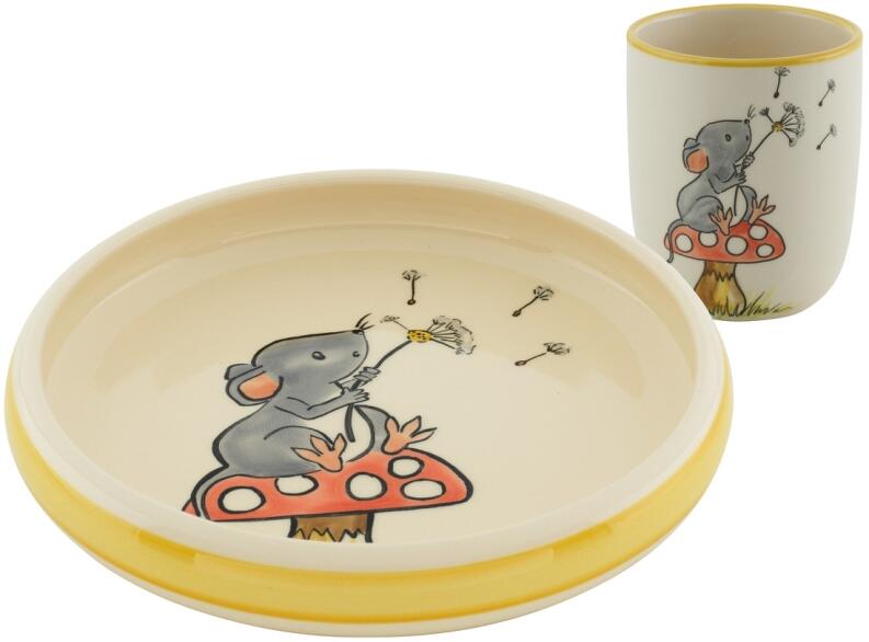Kuhn Rikon Kinderset Maus Teller und Becher B-Ware guter Zustand