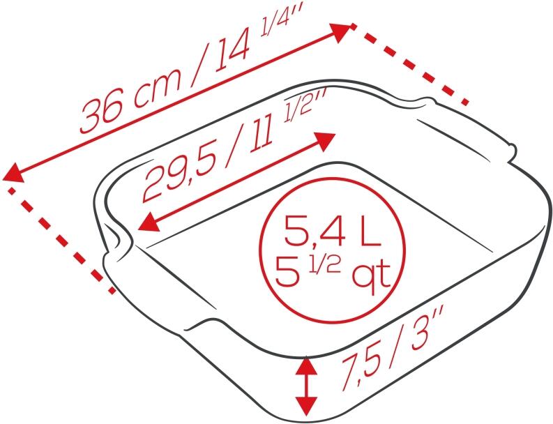 Appolia Auflaufform quadratisch waldgrün 5,4 L Maße 36 cm