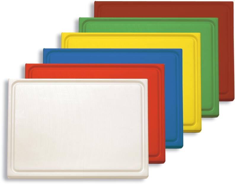 Dick Kunststoff-Schneidbrett beidseitig blau, Set farbiger Schneidebretter
