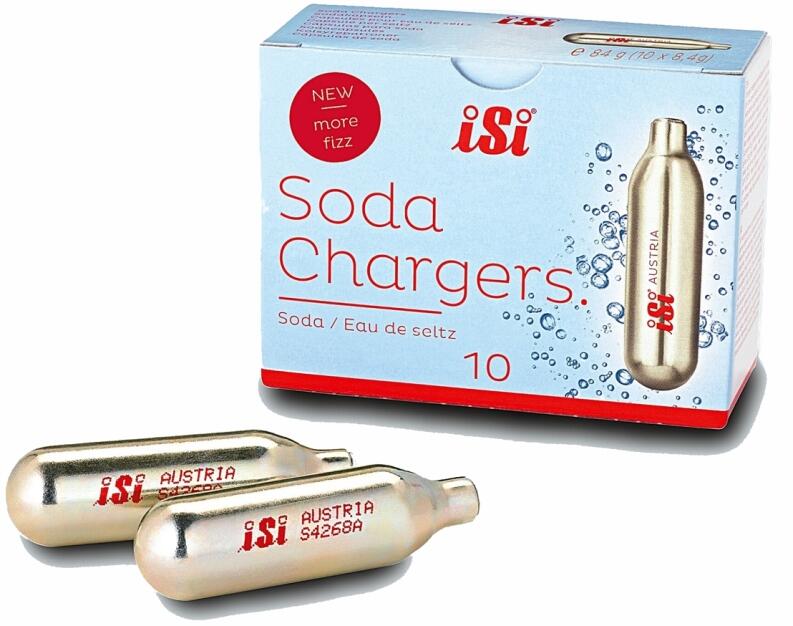 iSi Soda Chargers Kohlensäure-Einwegkapseln 10er Packung für Sprudelwasser