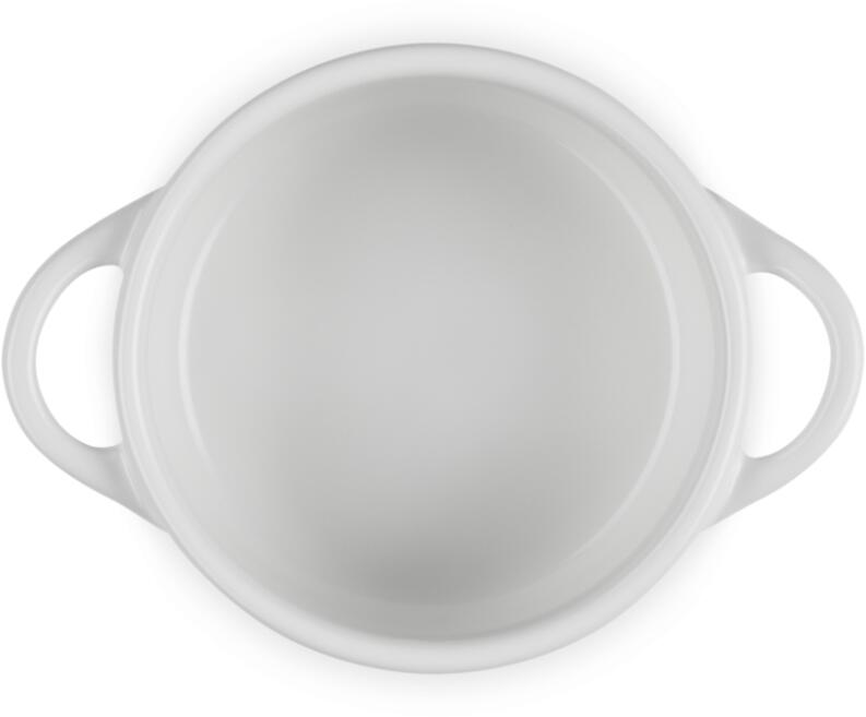 Le Creuset Mini Cocotte Holly weiß Keramikschale mit Griffen