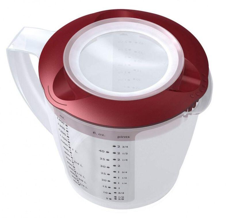 Westmark Rührbecher Helena mit Deckel, Messskala, rot-weiß