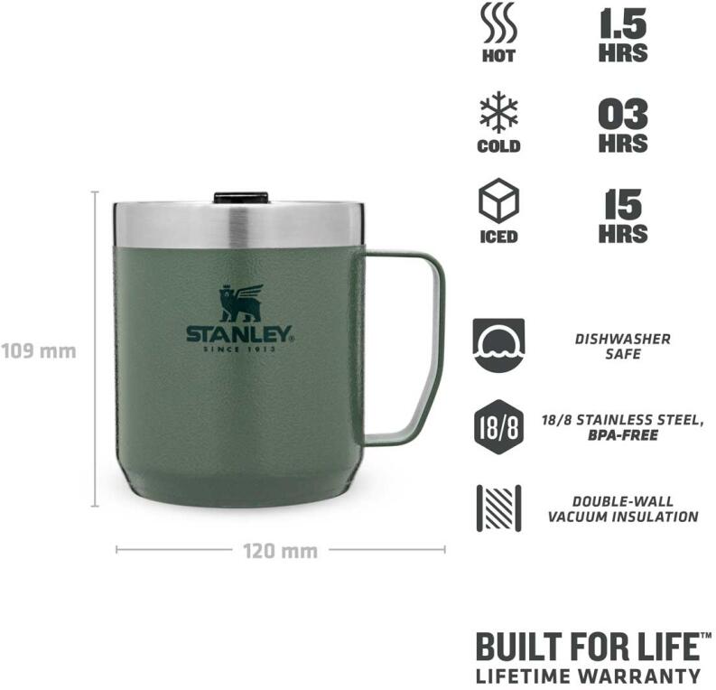 Stanley Camp Mug 0,35l grün Edelstahl Thermobecher mit Deckel