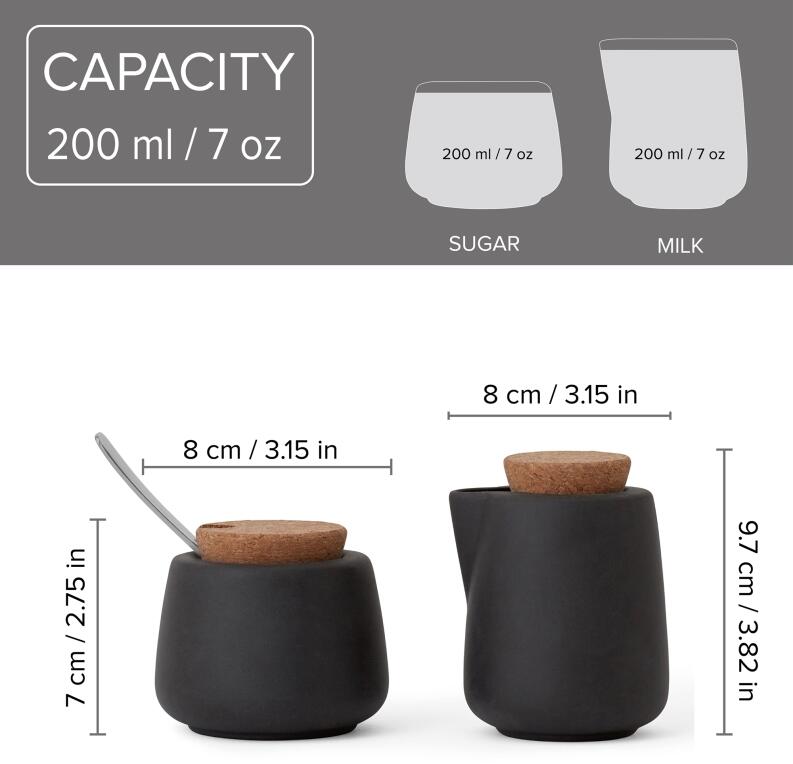 Viva Scandinavia Nicola Set Milchkännchen Zuckerdose dunkelgrau 200ml