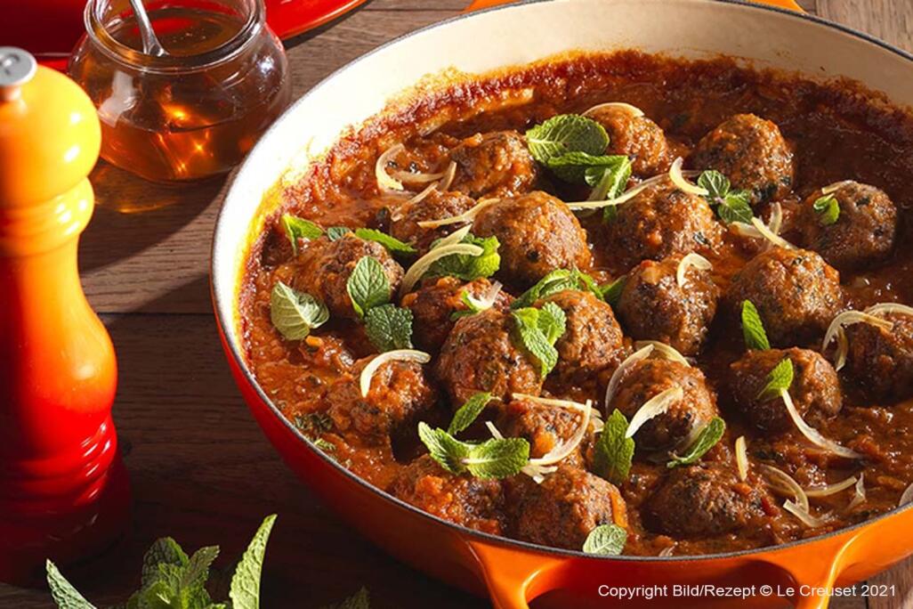 Lamm-Hackbällchen mit Minze und Chermoula-Tomatensoße