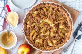 Apfelkuchen mit Mürbeteigboden und Mandel-Zimtstreusel