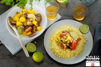 Gemüse-Couscous mit Tofu und Mango