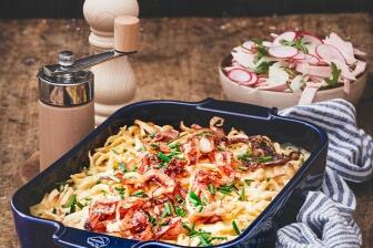 Bayrische Käsespätzle mit gerösteten Zwiebeln