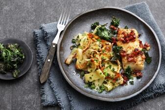Heilbutt mit Pappardelle und Grünkohl