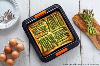 Tarte mit Spargel und geräuchertem Pancetta